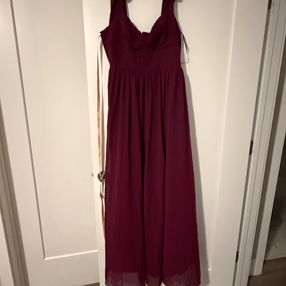 Lulus Radiant Charisma Plum Chiffon Ruched Tie-strap Maxi Dress Purple - Size XL - Picture 2 of 5